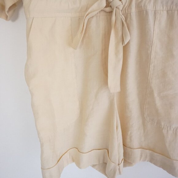 Zara Cream Bohemian Boho Breathable Short Sleeve Shorts Romper M - Picture 4 of 16